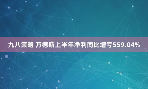 九八策略 万德斯上半年净利同比增亏559.04%