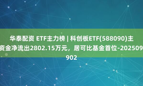 华泰配资 ETF主力榜 | 科创板ETF(588090)主力资金净流出2802.15万元，居可比基金首位-20250902